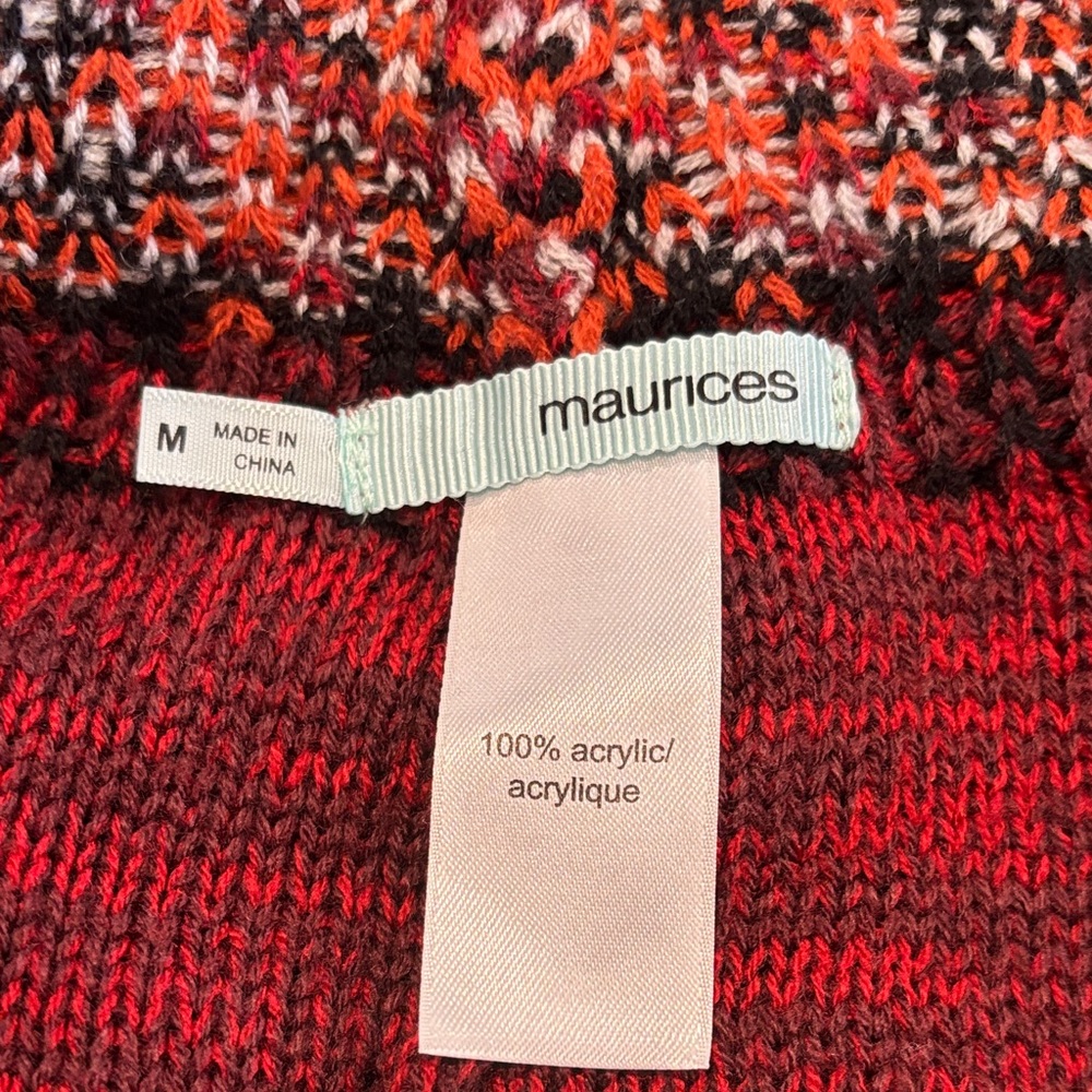 Boho Maurices Burgundy and Black Fringe Cardigan - Picture 12 of 12